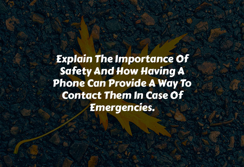 Explain The Importance Of Safety And How Having A Phone Can Provide A Way To Contact Them In Case Of Emergencies