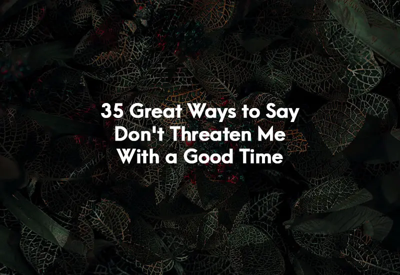 How to Say Don't Threaten Me With a Good Time