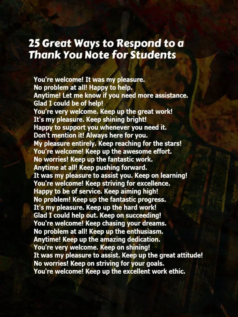 Respond to a Thank You Note for Students