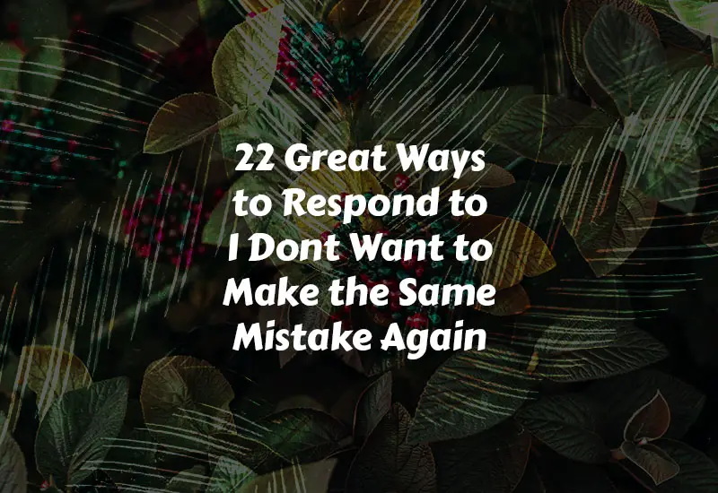 22 Great Ways to Respond to I Dont Want to Make the Same Mistake Again