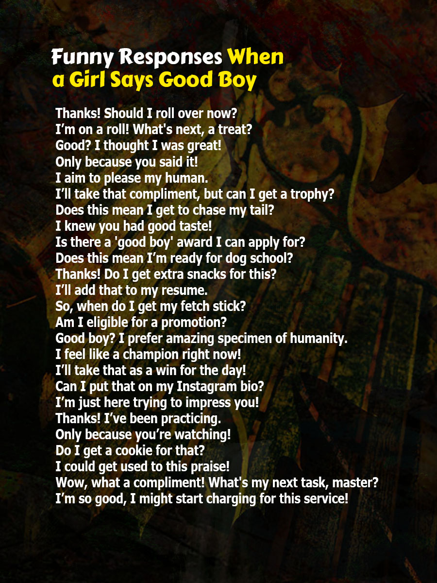 Funny Responses When a Girl Says Good Boy