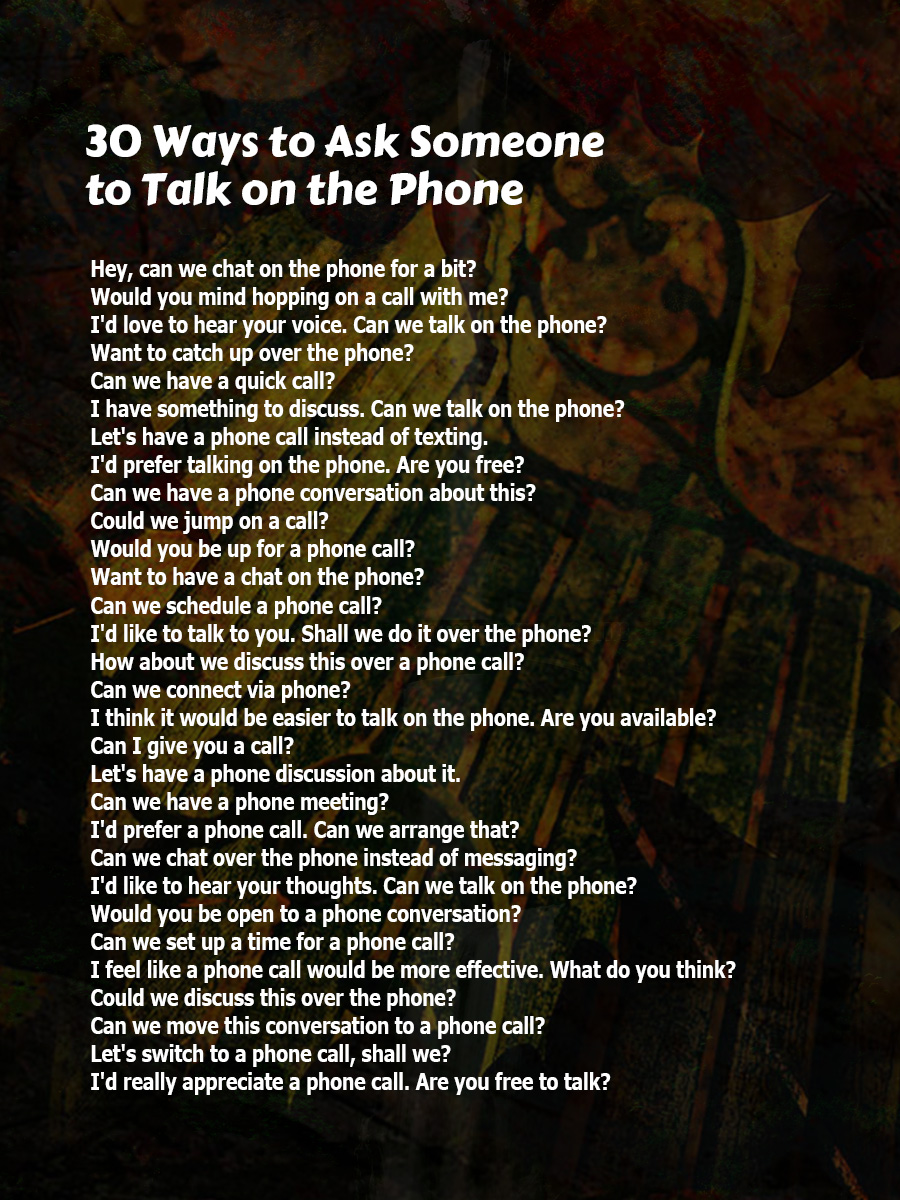Asking Someone to Talk on the Phone