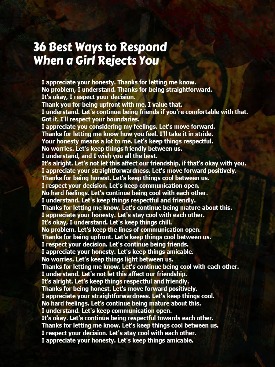 Respond When a Girl Rejects You