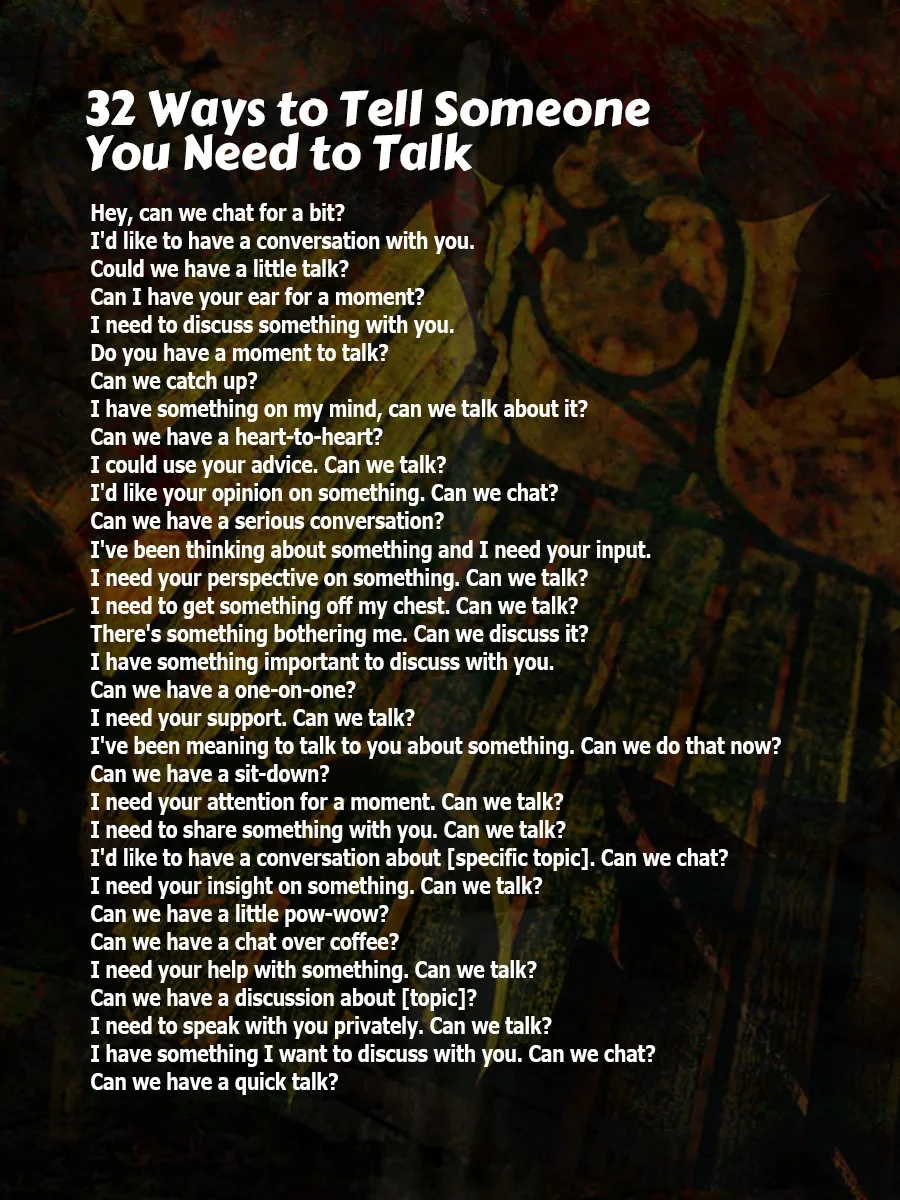 Tell Someone You Need to Talk