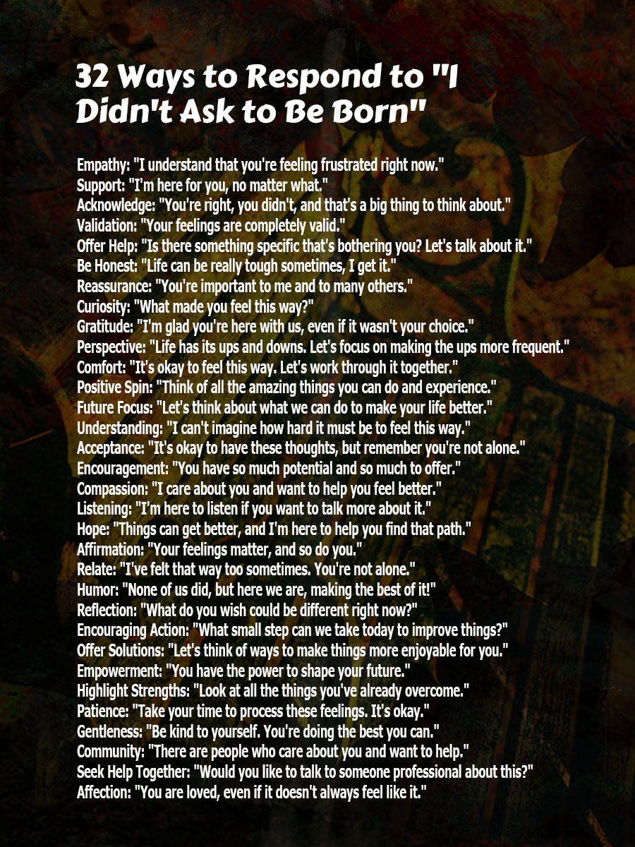 Respond to I Didn't Ask to Be Born