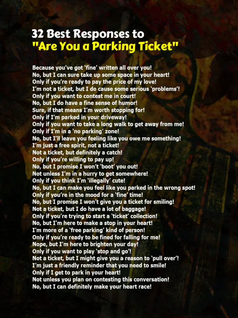 Funny Responses to Are You a Parking Ticket