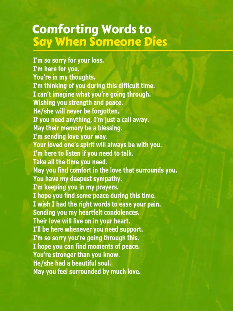 Comfort Words to Say When Someone Dies